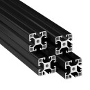 KLAK 40 - Aluprofil 4 Stück 40x40mm 3m System-, Montage-, Konstruktionsprofil Nut 8 schwarz