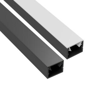 Slim-Line LED-Aluprofil U-Profil 2,7m Schwarz Abdeckung Schwarz oder Opal