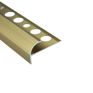 Alu Stufenprofil Fliesenschiene Profil Treppe Schiene matt L270cm H10mm gold